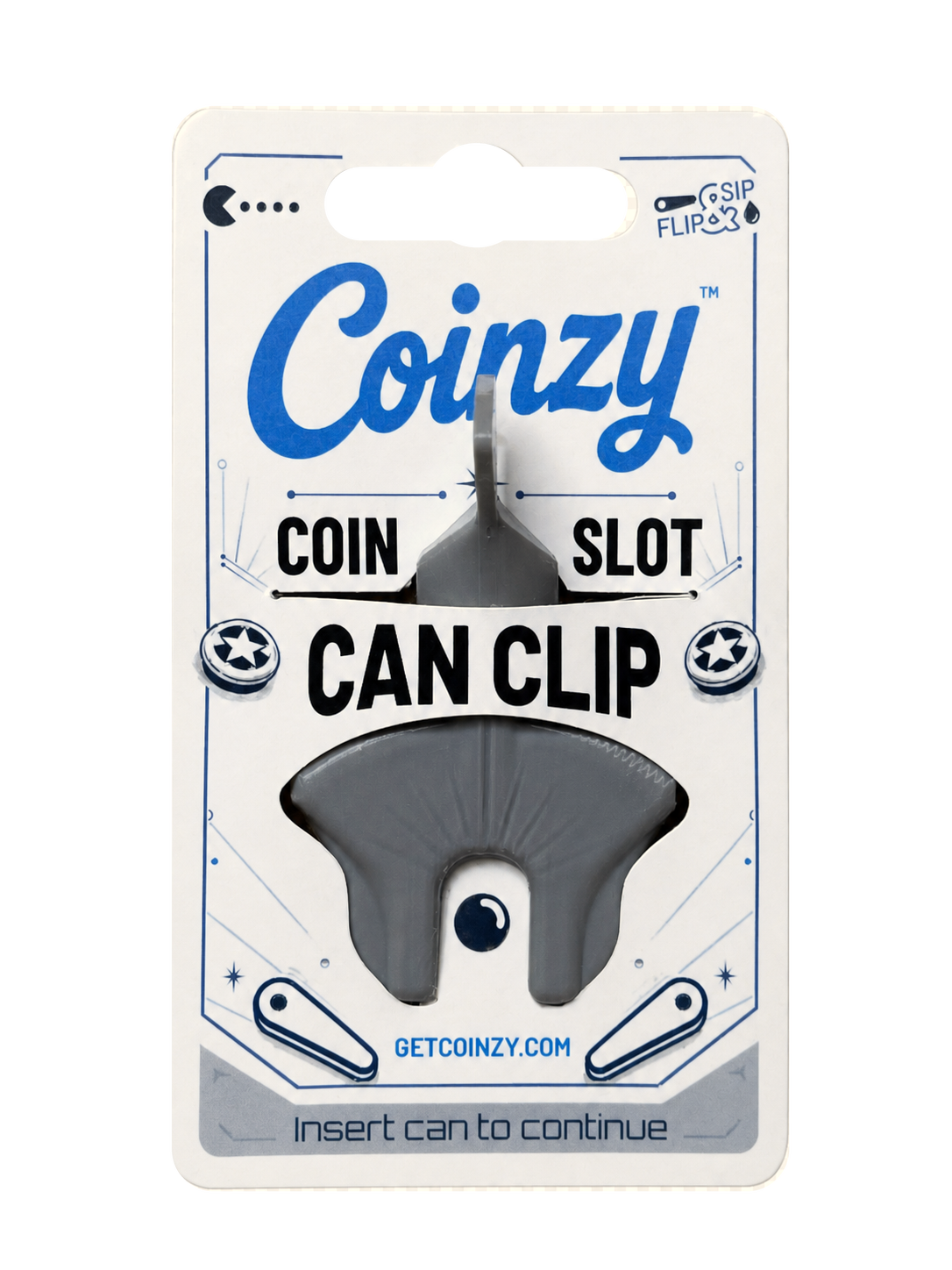 Coinzy coin slot can clip in retail packaging