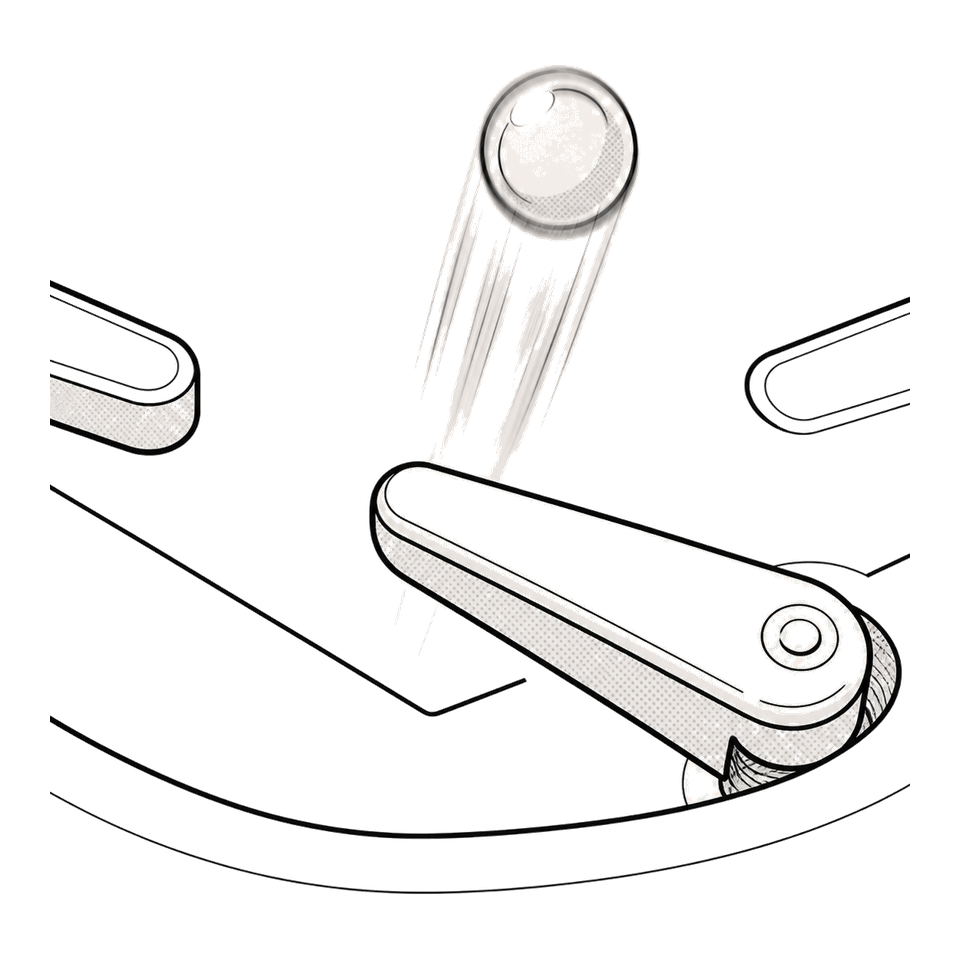 Step 3 illustration showing a pinball being flipped into play